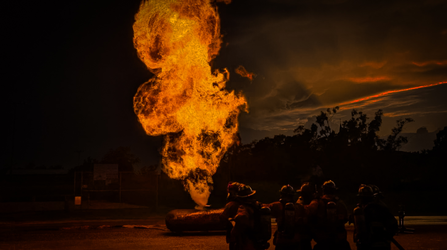 Firemen fighting a fire